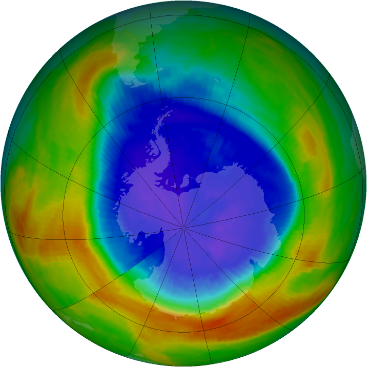 Antarctic ozone map for 16 September 2002